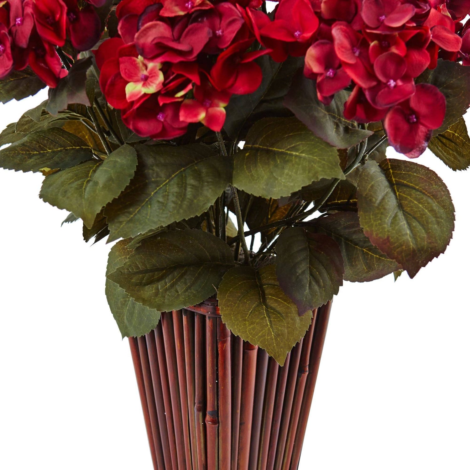 Hydrangea in Bamboo Planter