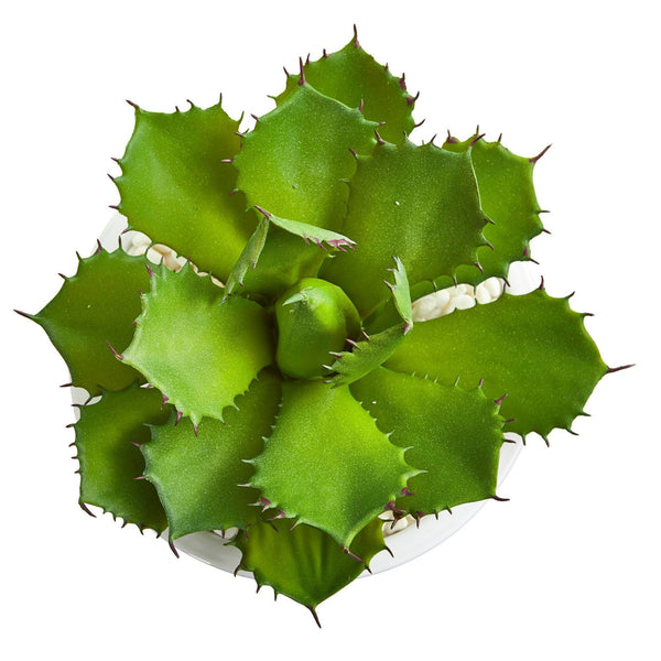 Large Succulent Artificial Plant in White Bowl