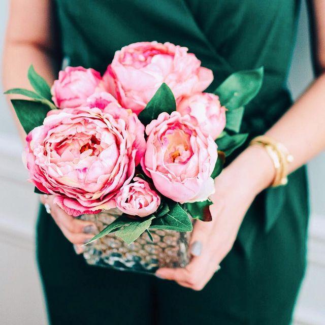 Peony in Glass Vase