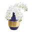 Phalaenopsis Orchid Artificial in Blue and Gold Designer Vase