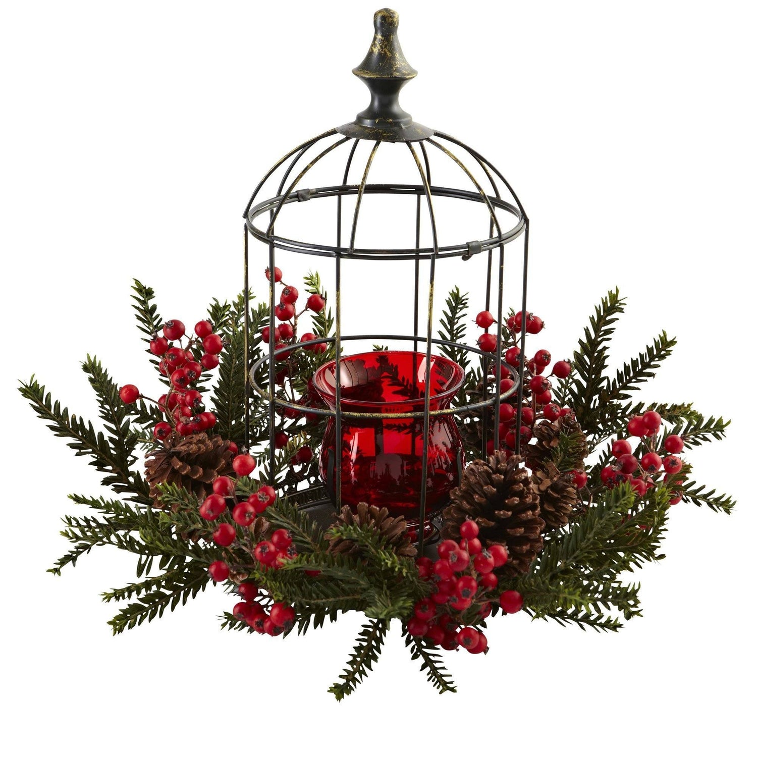 Pine Berry Birdhouse Candelabrum