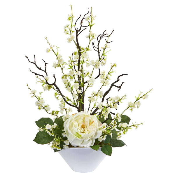 Rose & Cherry Blossom Artificial Arrangement