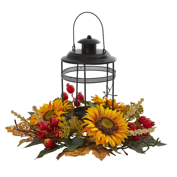 Sunflower Berry Artificial Arrangement Candelabrum