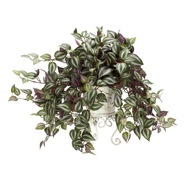 Wandering Jew w/Metal Planter Silk Plant